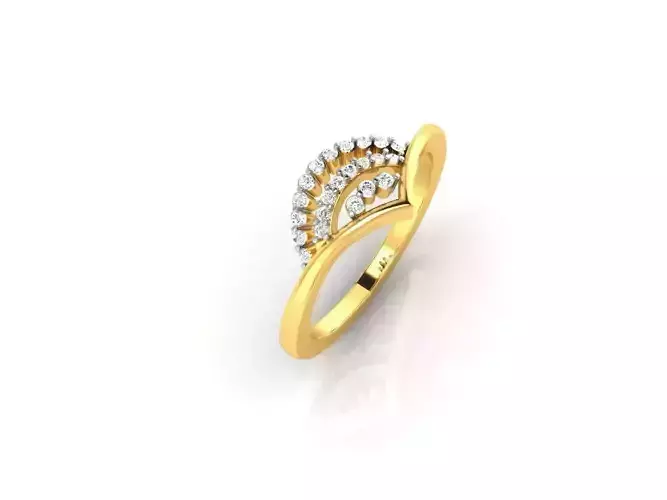 Gold Bent Ring With Diamonds 3