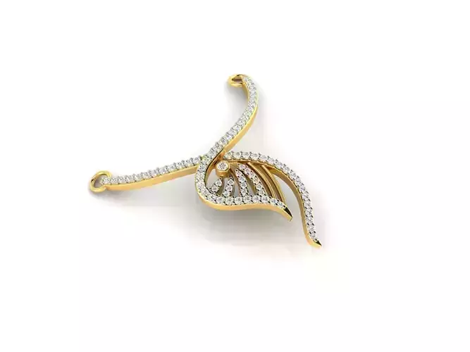 Mango Shaped Gold Necklace With Diamonds 2