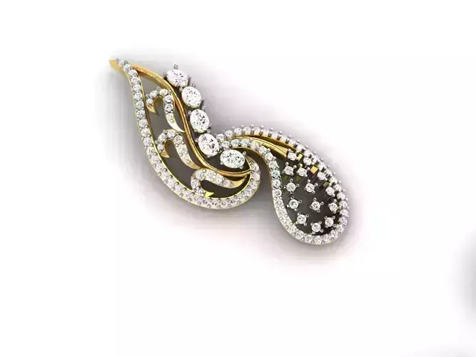 Mango Shaped Gold Pendant With Diamonds 2