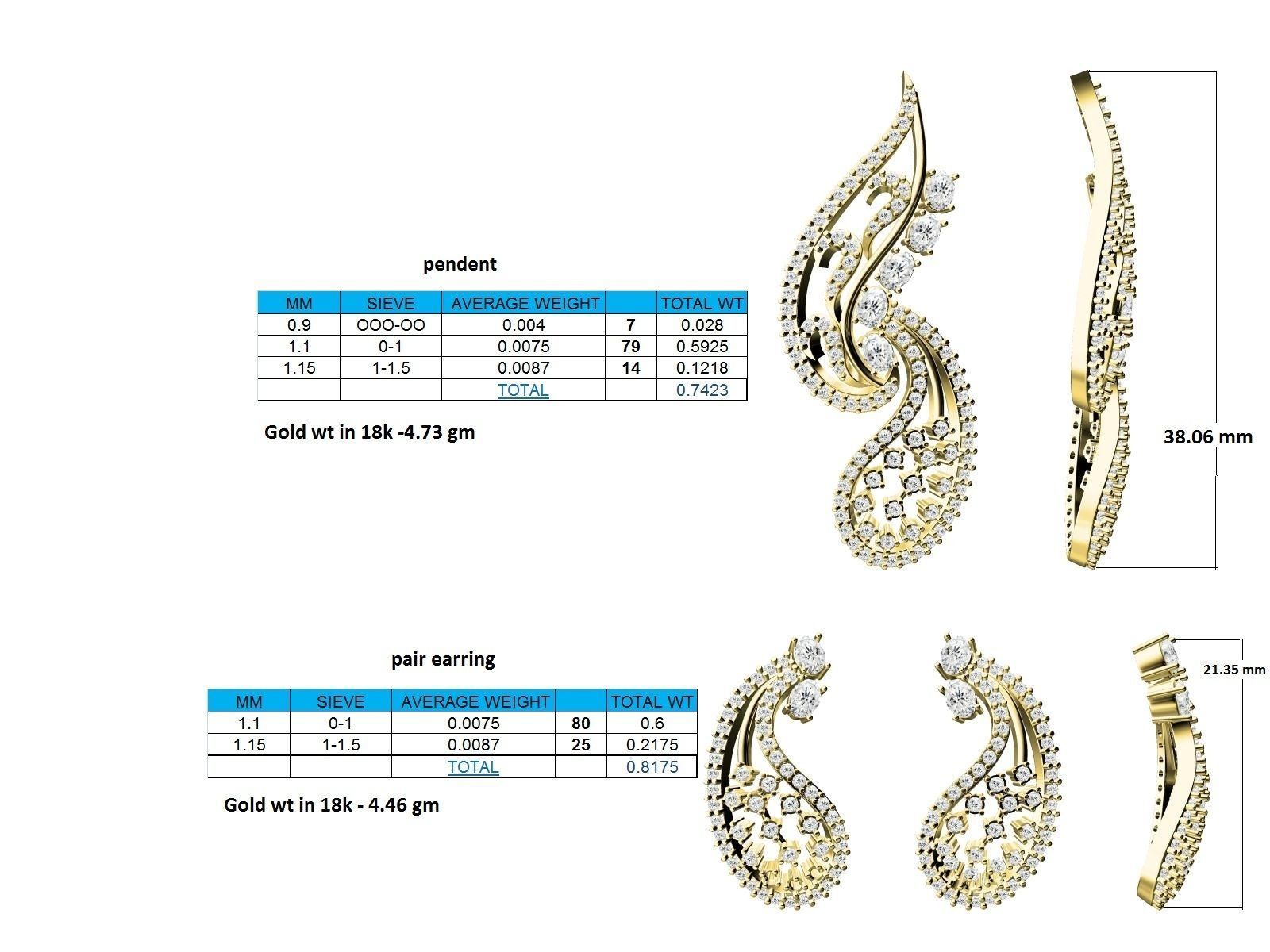 Mango Shaped Gold Pendant With Diamonds 2 3D print model_3