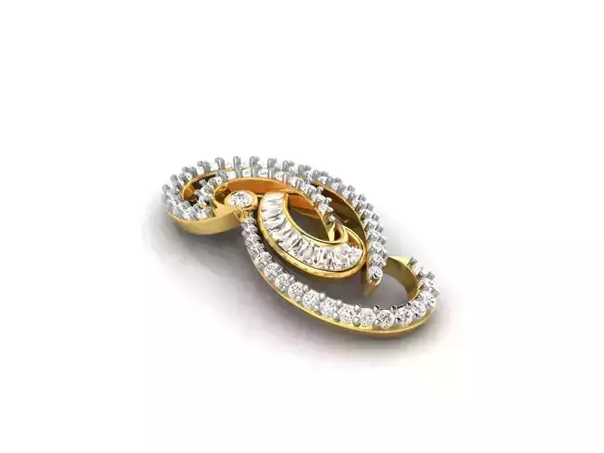 Mango Shaped Gold Pendant With Diamonds 3