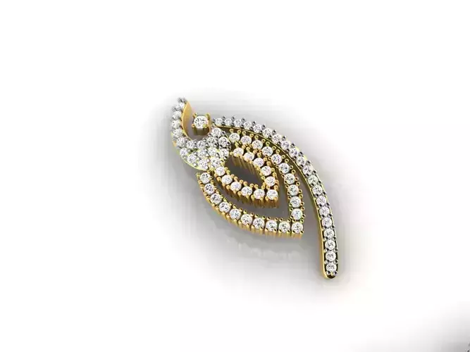 Leaf Shaped Gold Pendant With Diamonds 5