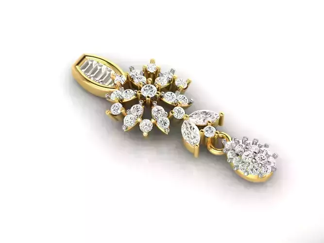 Flower Shaped Gold Pendant With Diamonds 4