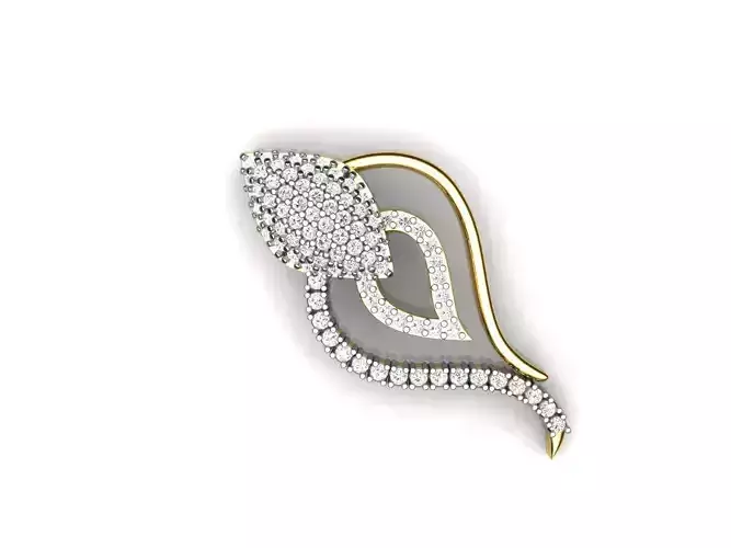 Leaf Shaped Pendant With Diamonds 4