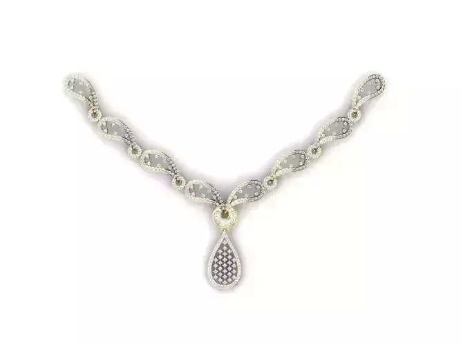 Drop Design Necklace With Diamonds