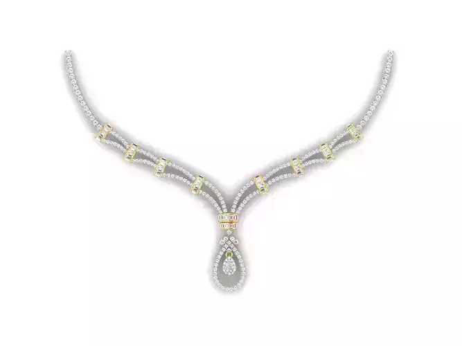 Drop Shape Necklace With Diamonds 5