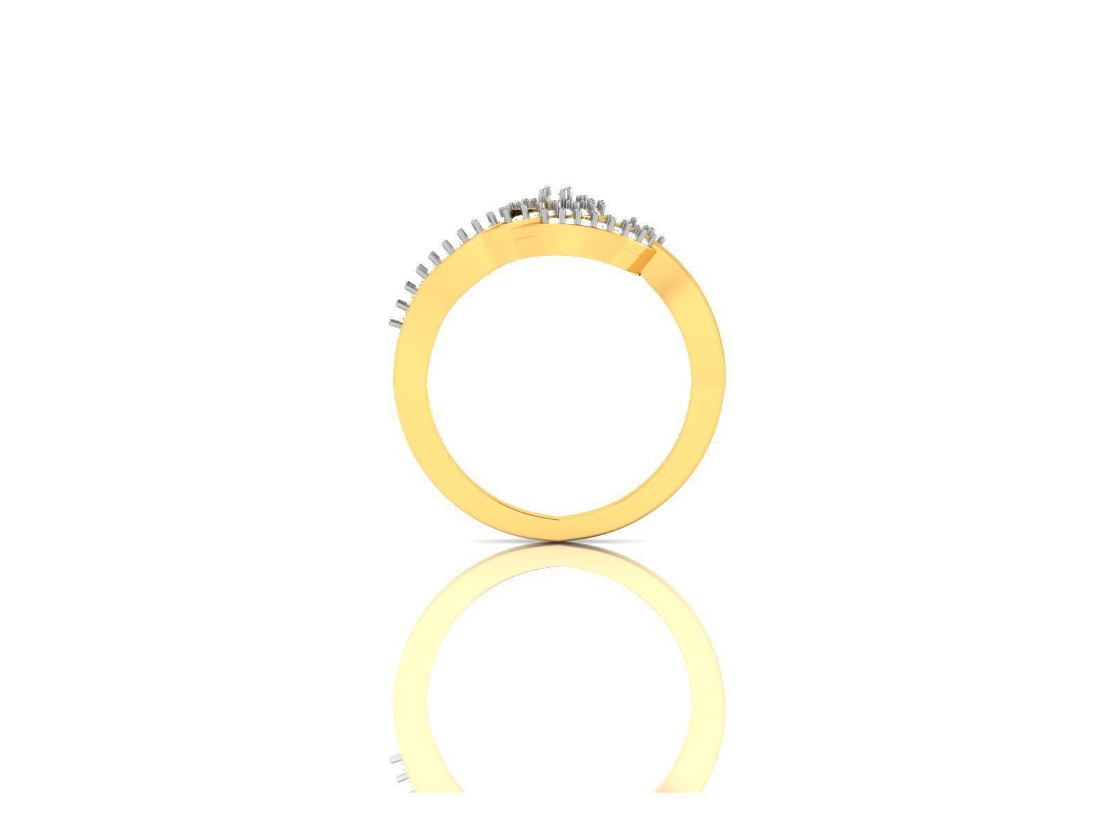 Swirl Loop Gold Ring With Diamonds 11 3D print model_2