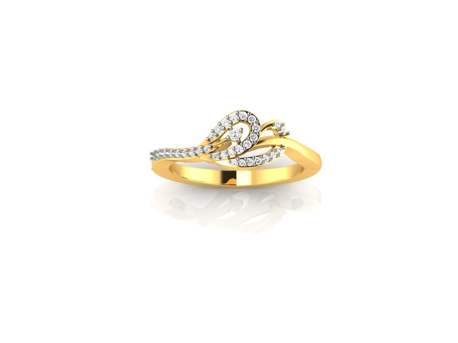 Swirl Loop Gold Ring With Diamonds 11 3D print model_4