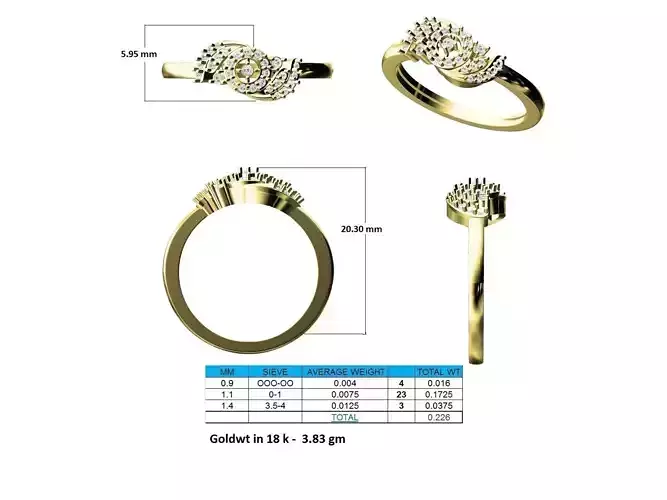 Round Shaped Gold Ring With Diamonds 12