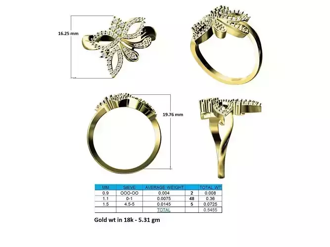 Floral Gold Ring With Diamonds 4