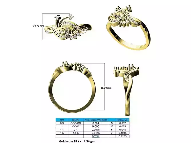 Swirl Loop Gold Ring With Diamonds 12