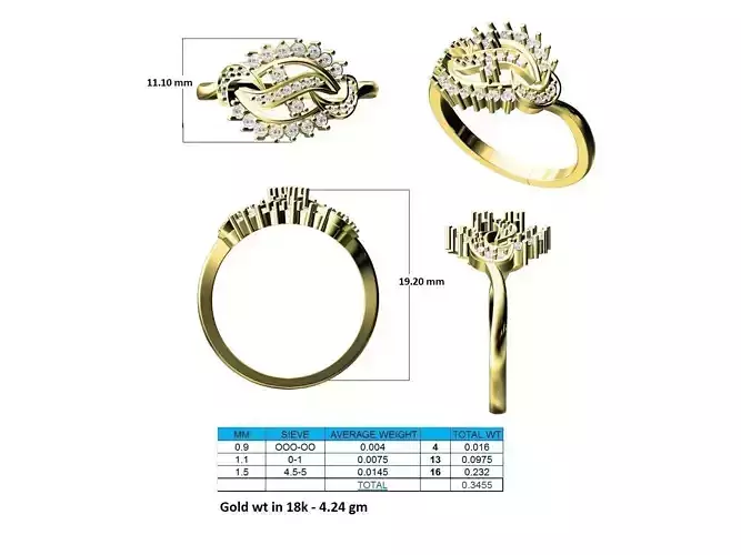 Marquise Shaped Gold Ring With Diamonds 15