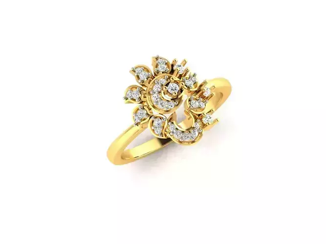 Flower Shaped Gold Ring With Diamonds 53