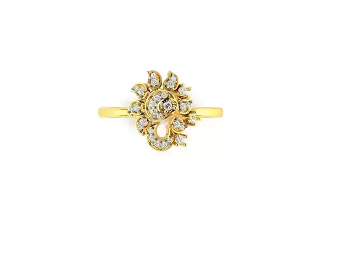 Flower Shaped Gold Ring With Diamonds 55