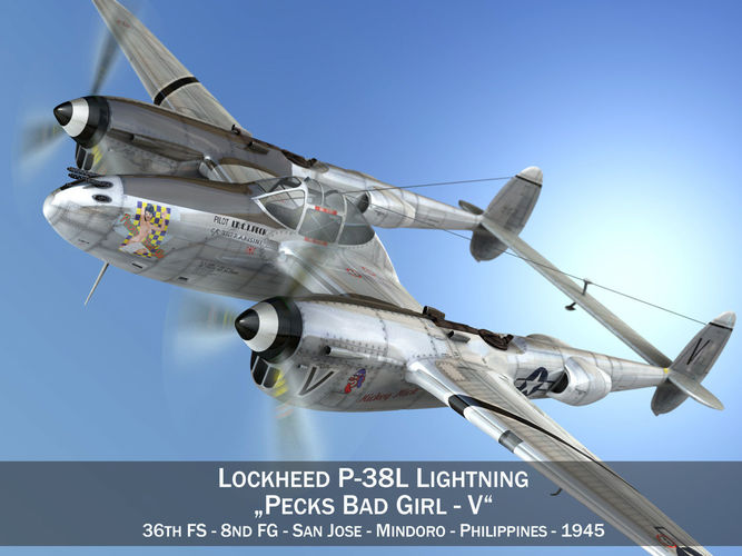 Lockheed P-38 Lightning - Pecks Bad Girl 3D model
