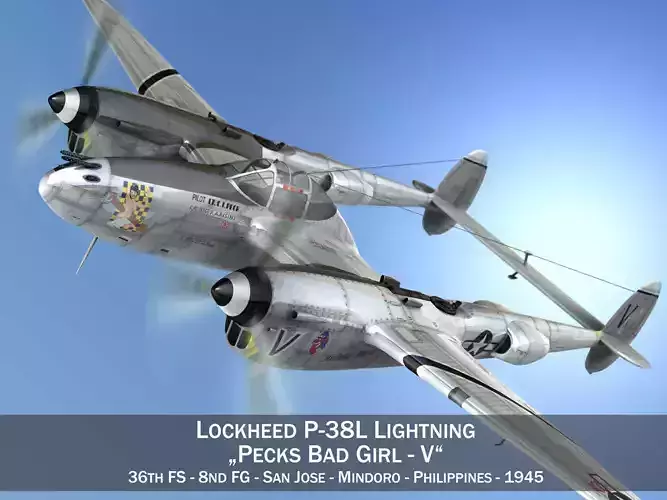 Lockheed P-38 Lightning - Pecks Bad Girl 3D model