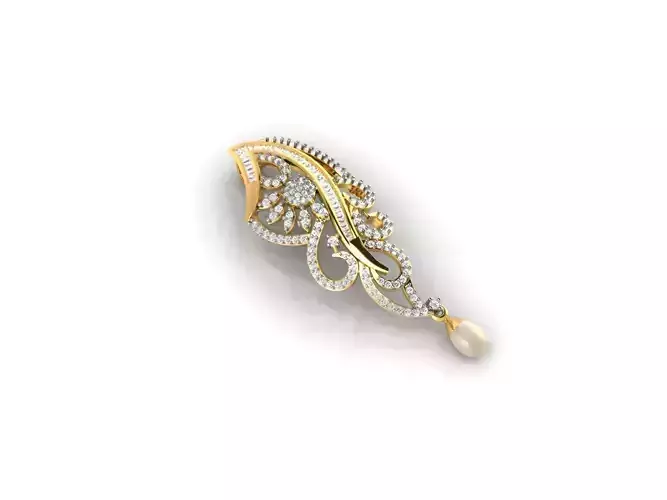 Gold Pendant With Diamonds and Pearl 3