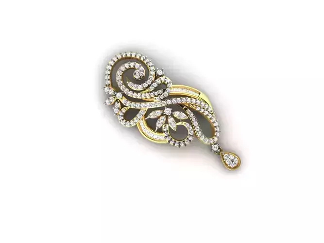 Floral Gold Pendant With Diamonds 2