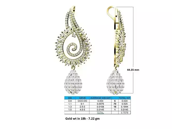 Drop Shaped Gold Pendant With Diamonds 1