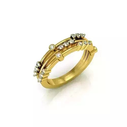 Gold Engagement Ring With Diamonds 120 3D print model