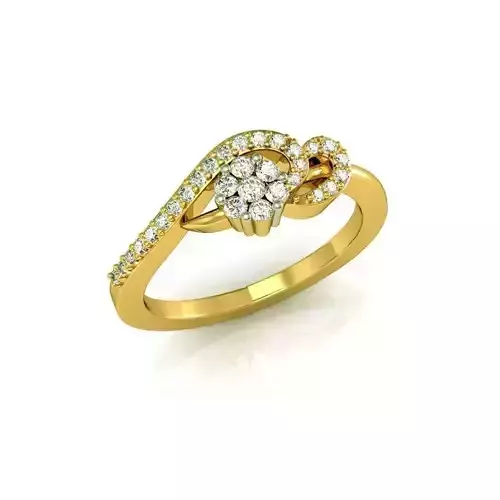Floral Loop Ring With Diamonds 3D print model
