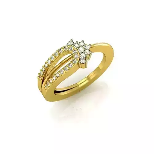 Gold Loop Ring With Diamonds 6
