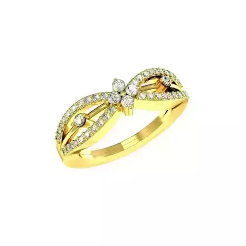 Gold Petal Ring With Diamonds 2