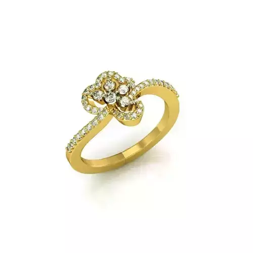 Floral Gold Ring With Diamonds 5 3D print model