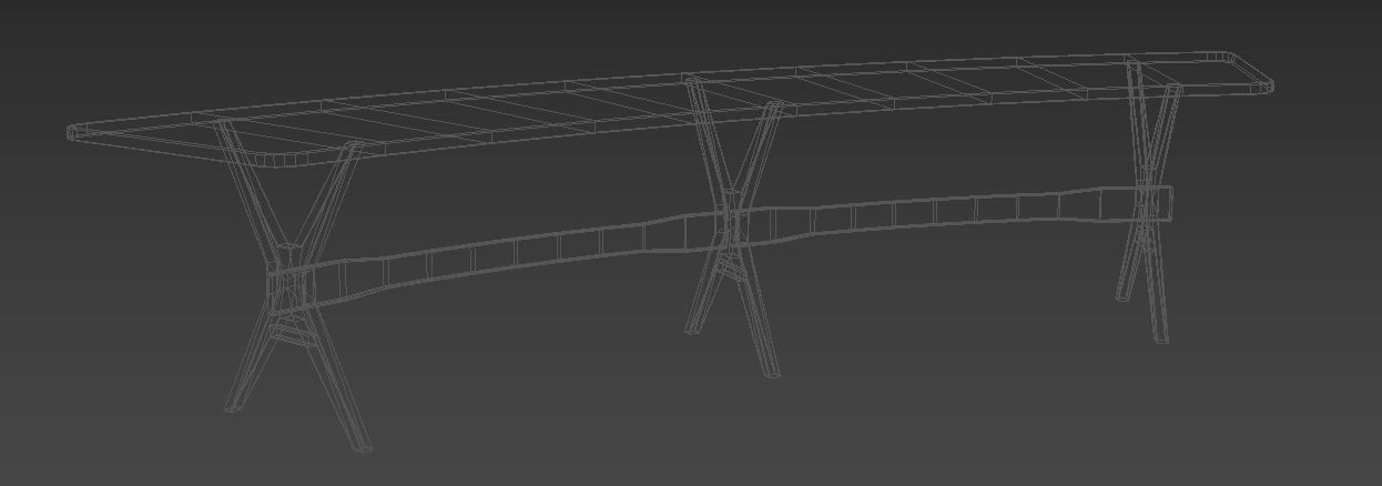 Scandinavian Bench V01 Low-poly 3D model_4