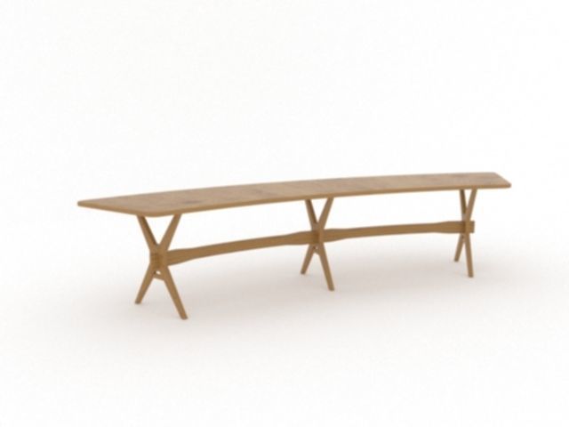 Scandinavian Bench V01 Low-poly 3D model_5