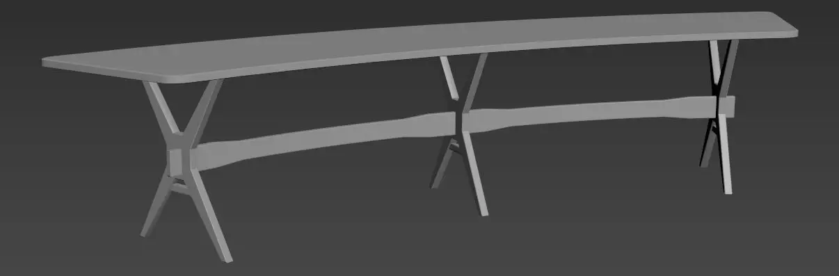 Scandinavian Bench V01 Low-poly 3D model_0