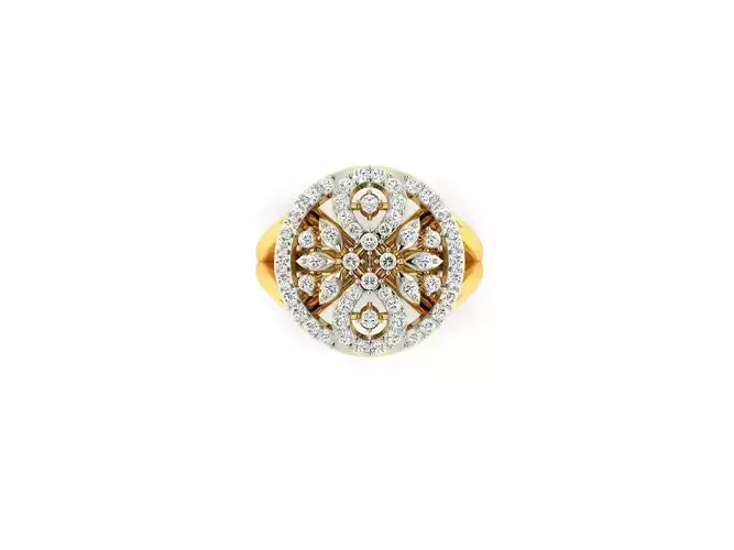 Round Shaped Gold Ring With Diamonds 13