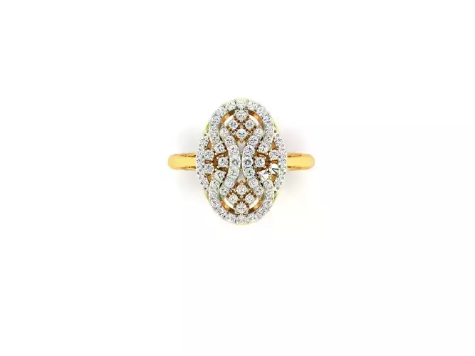 Oval Shaped Gold Ring With Diamonds 5