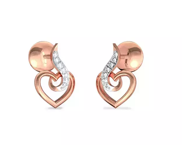 Rose Gold Heart Shaped Earrings With Diamonds