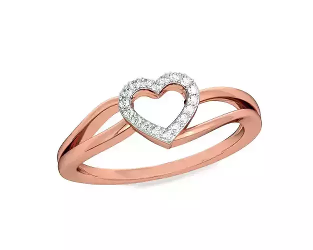 Rose Gold Heart Shaped Ring With Diamonds 1