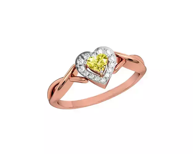 Rose Gold Heart Shaped Ring With Gem