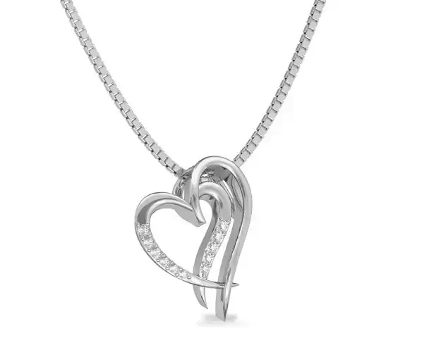 Heart Shaped Silver Pendant With Diamonds 8