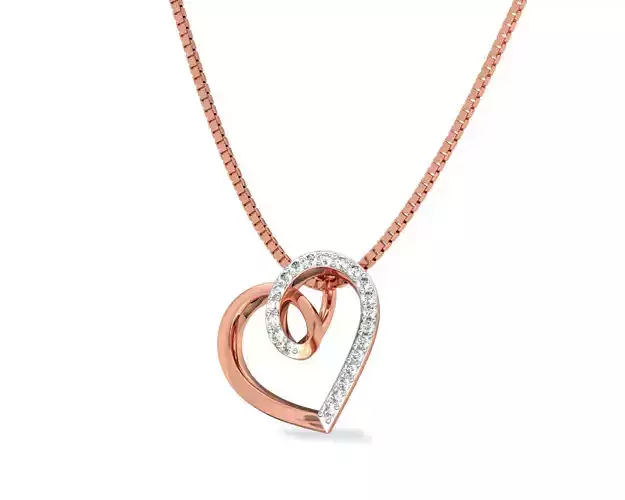 Heart Shaped Rose Gold Pendant With Diamonds 5