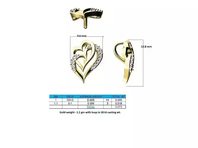 Heart Shaped Gold Pendant With Diamonds 2