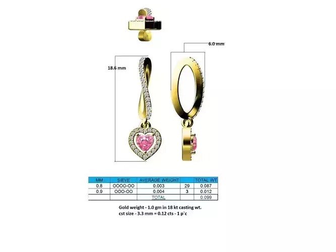 Heart Shaped Rose Gold Pendant With Gem 8