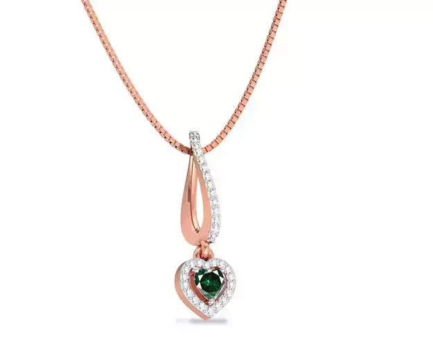 Heart Shaped Rose Gold Pendant With Emerald 6