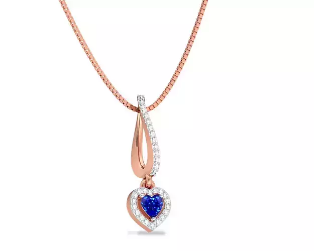 Heart Shaped Rose Gold Pendant With Sapphire 7