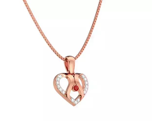 Heart Shaped Rose Gold Pendant With Ruby 5