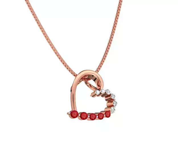 Heart Shaped Rose Gold Pendant With Ruby 7