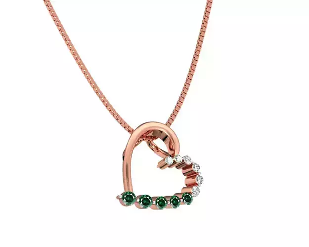 Heart Shaped Rose Gold Pendant With Emerald 10