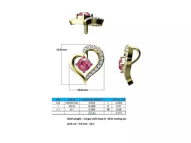 Heart Shaped Rose Gold Pendant With Sapphire 12