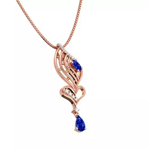 Heart Shaped Rose Gold Pendant With Sapphire 13
