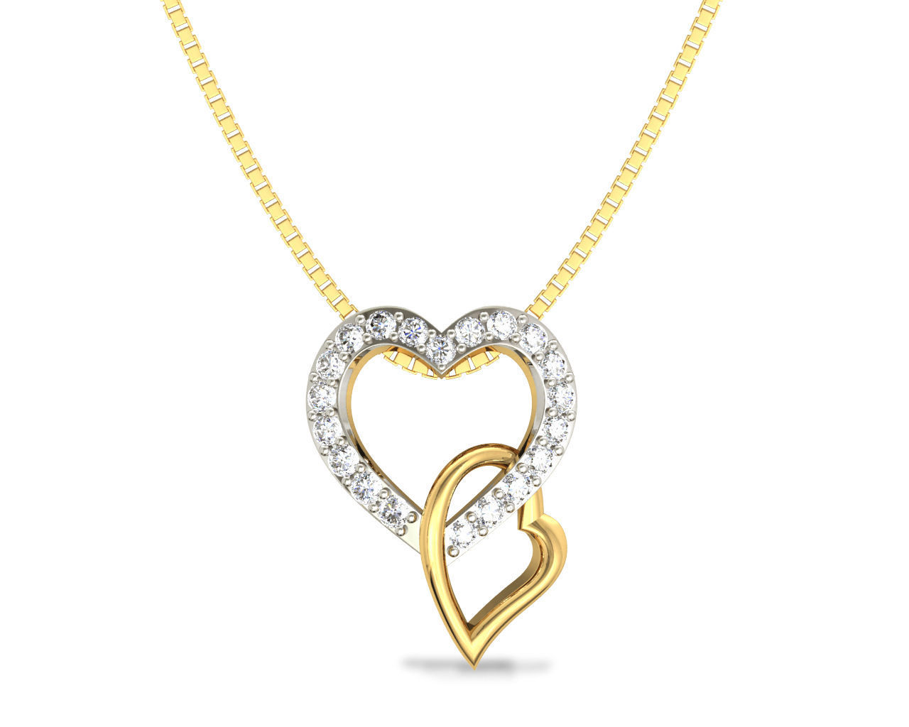 Heart Shaped Gold Pendant With Diamonds 3 3D print model_3