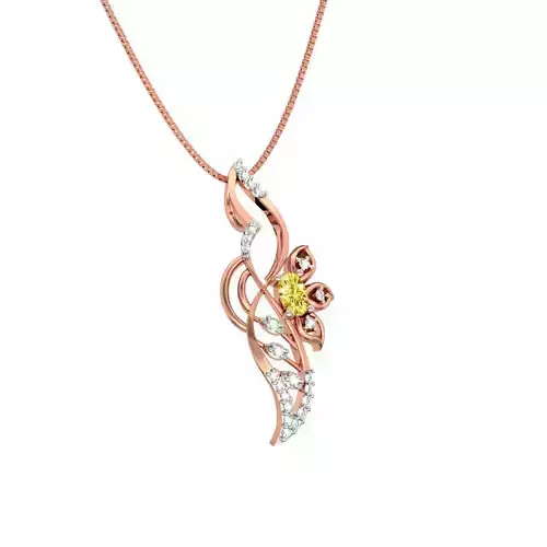 Rose Gold Floral Pendant With Gem
