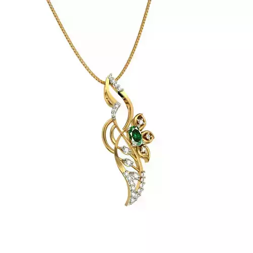 Rose Gold Floral Pendant With Emerald